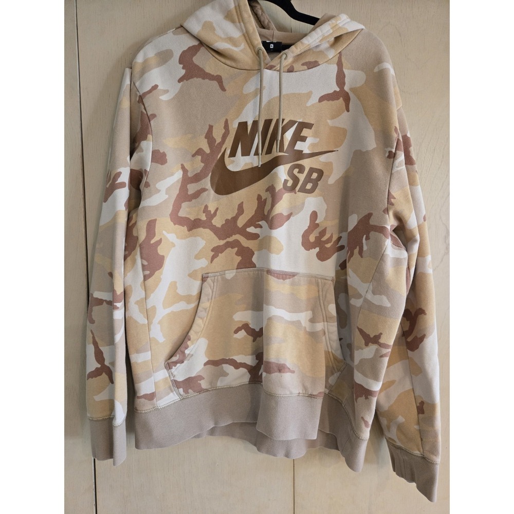 Nike SB Icon Desert Camo Hoodie Men's XL Tan Brown Skateboarding Pullover